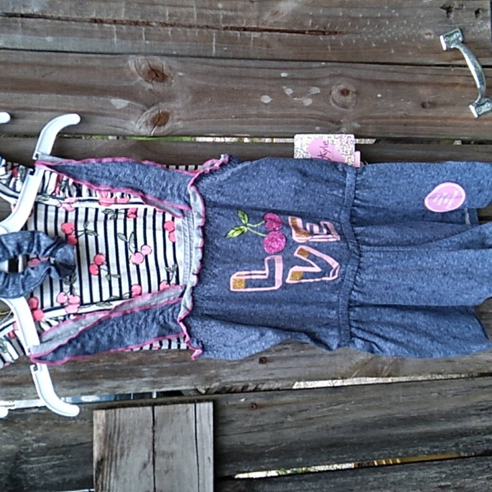 Nwt 2 Romper Set with Hair Scrunchie - Picture 1 of 12
